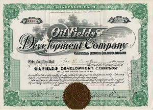 Oil Fields Development Co. - Stock Certificate